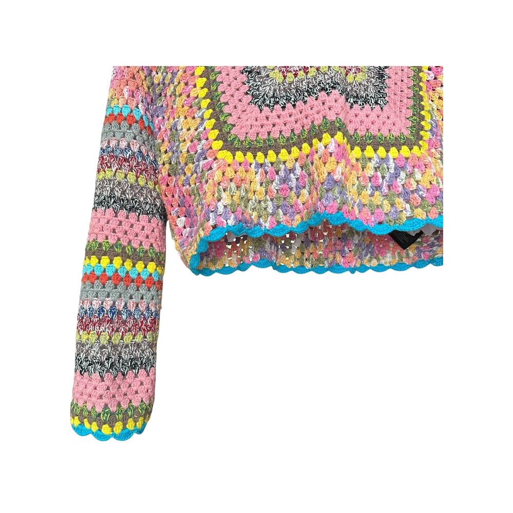 Urban Outfitters Hand-Crocheted Square Hoodie Sweatshirt Size XS Multicolor - Picture 8 of 15